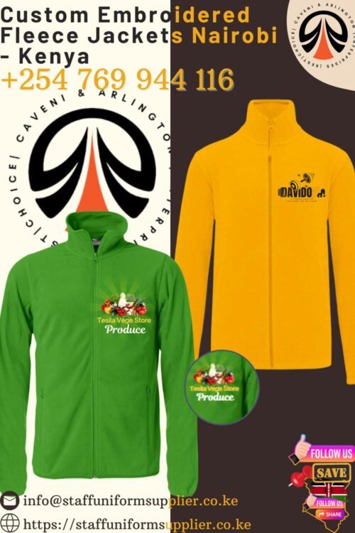 Custom embroidered fleece jackets Nairobi - Kenya +254-769-944-116