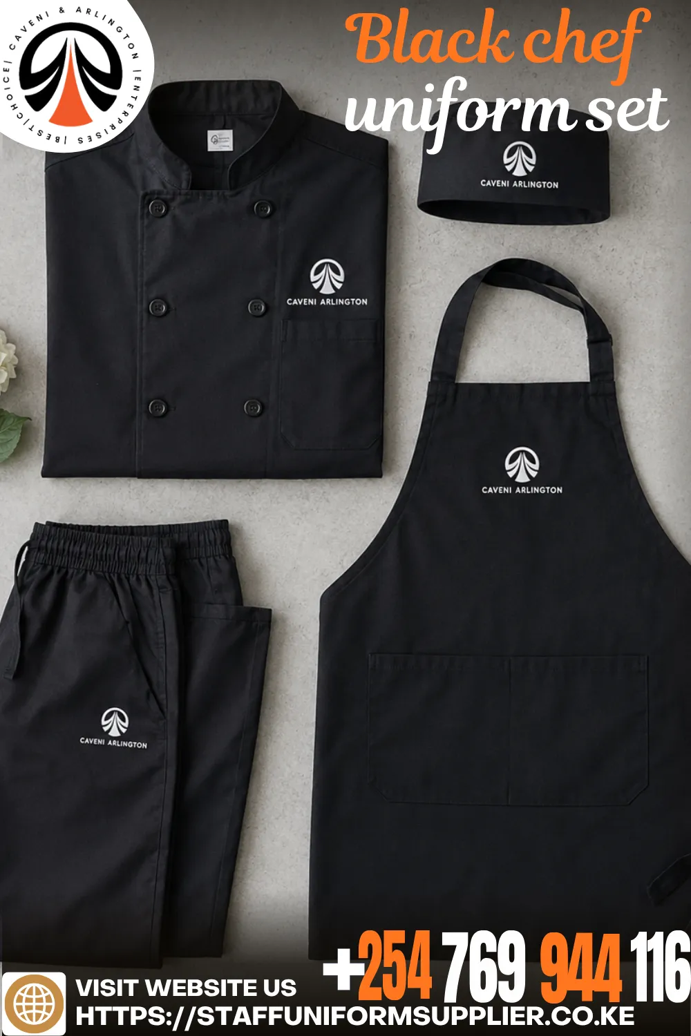 Black chef uniform set