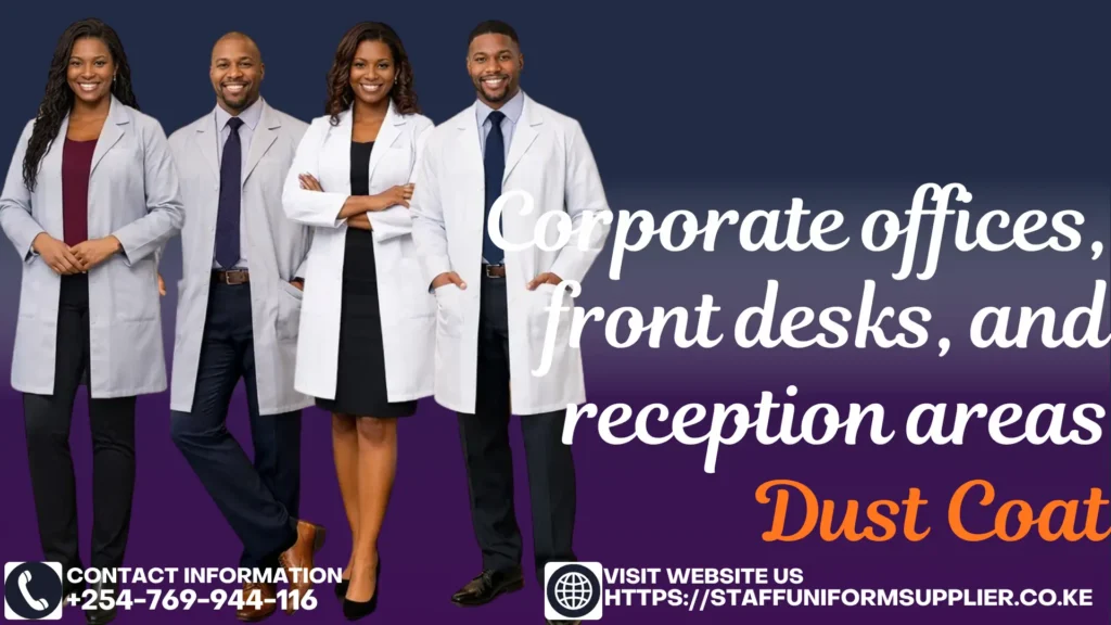 Corporate offices, front desks, and reception areas Dust Coat