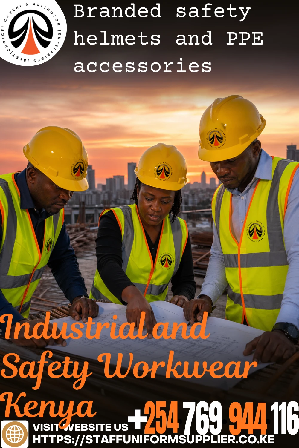 Industrial and Safety Workwear Kenya - Branded safety helmets and PPE accessories