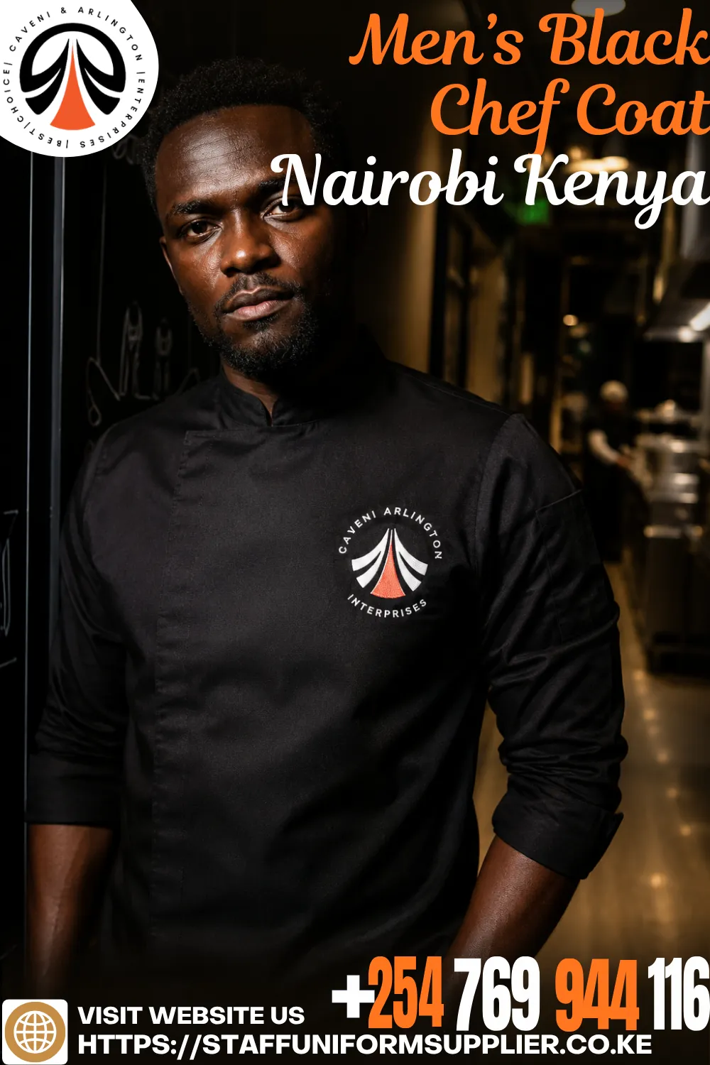 Men’s Black Chef Coat Nairobi Kenya