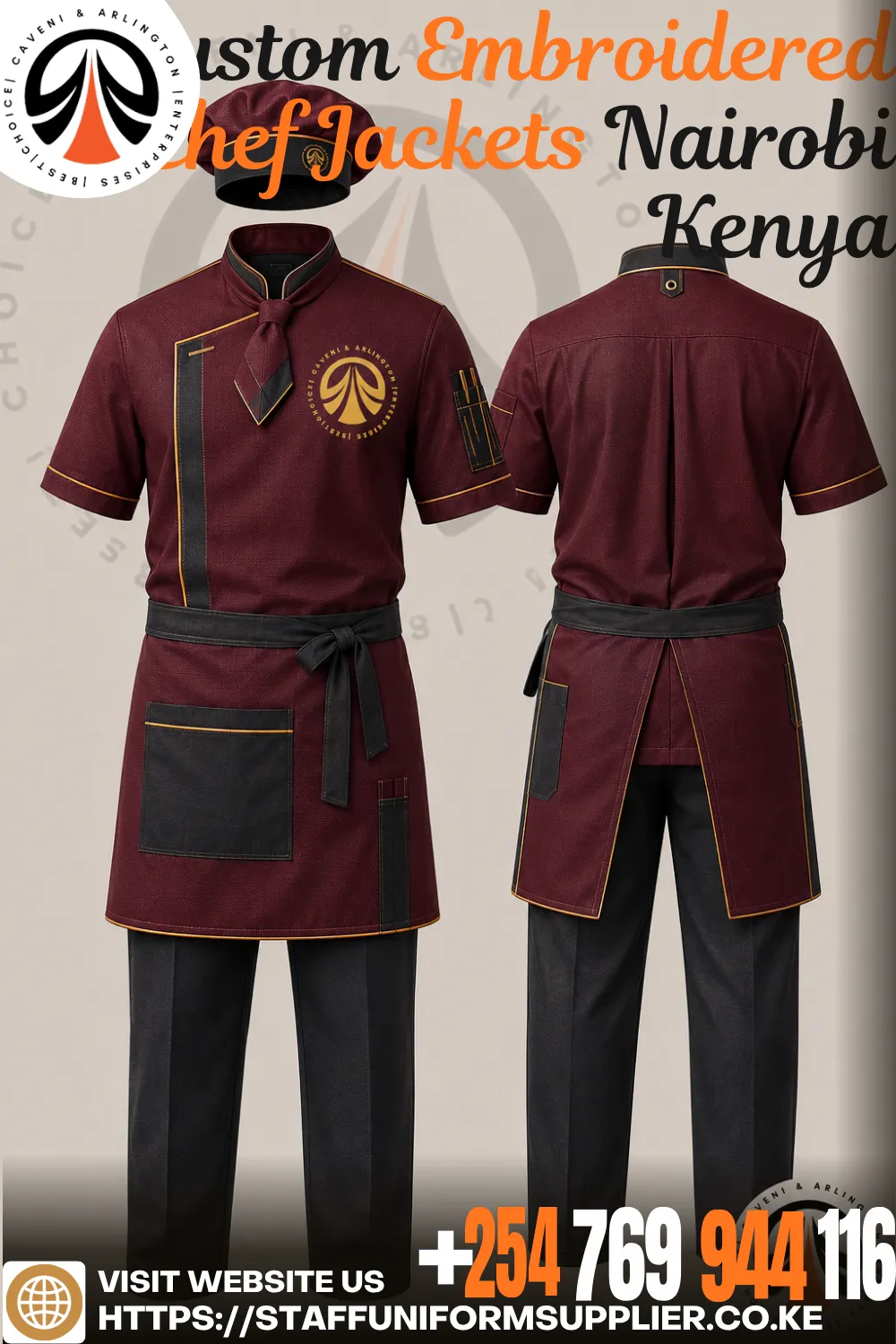 Custom Embroidered Chef Jackets Nairobi Kenya