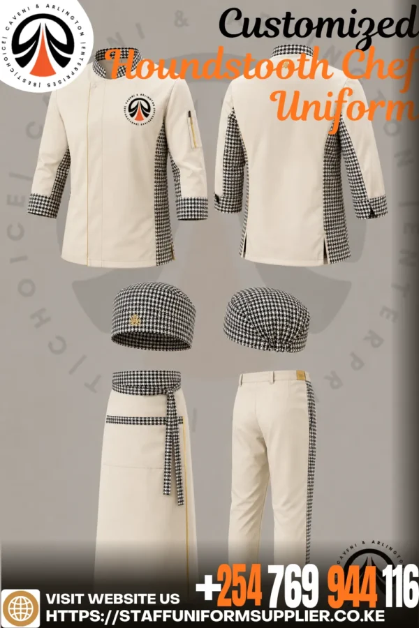 Customized Houndstooth Chef Uniform Customized Houndstooth Chef Uniform