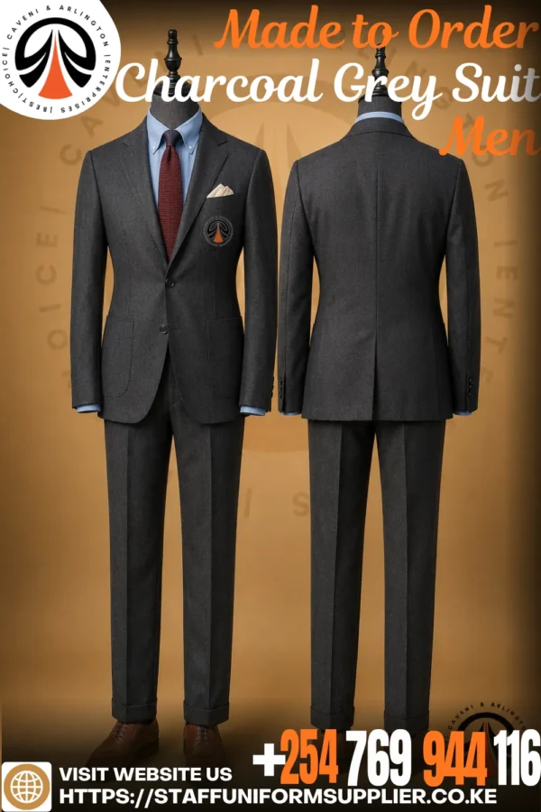 Made to Order Charcoal Grey Suit Men Made to Order Charcoal Grey Suit Men